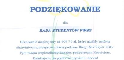 Podziekowania dla Rady Studentów