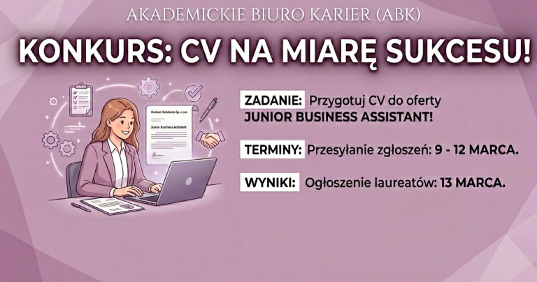 Akademickie Biuro Karier zaprasza do udziału w konkursie: „CV na Miarę Sukcesu”, który odbywa się w ramach tegorocznej Gry o karierę 2026!